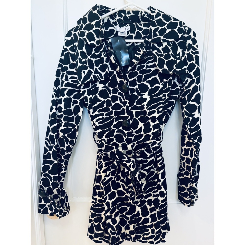 LUII‎ Anthropologie Animal Print Coat Jacket - MEDIUM Short Trench - Runs Small